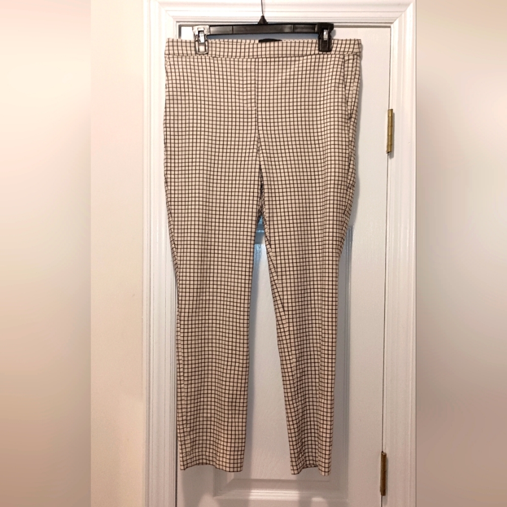 Massimo Fabbro cropped Plaid Cream black Trousers size 10